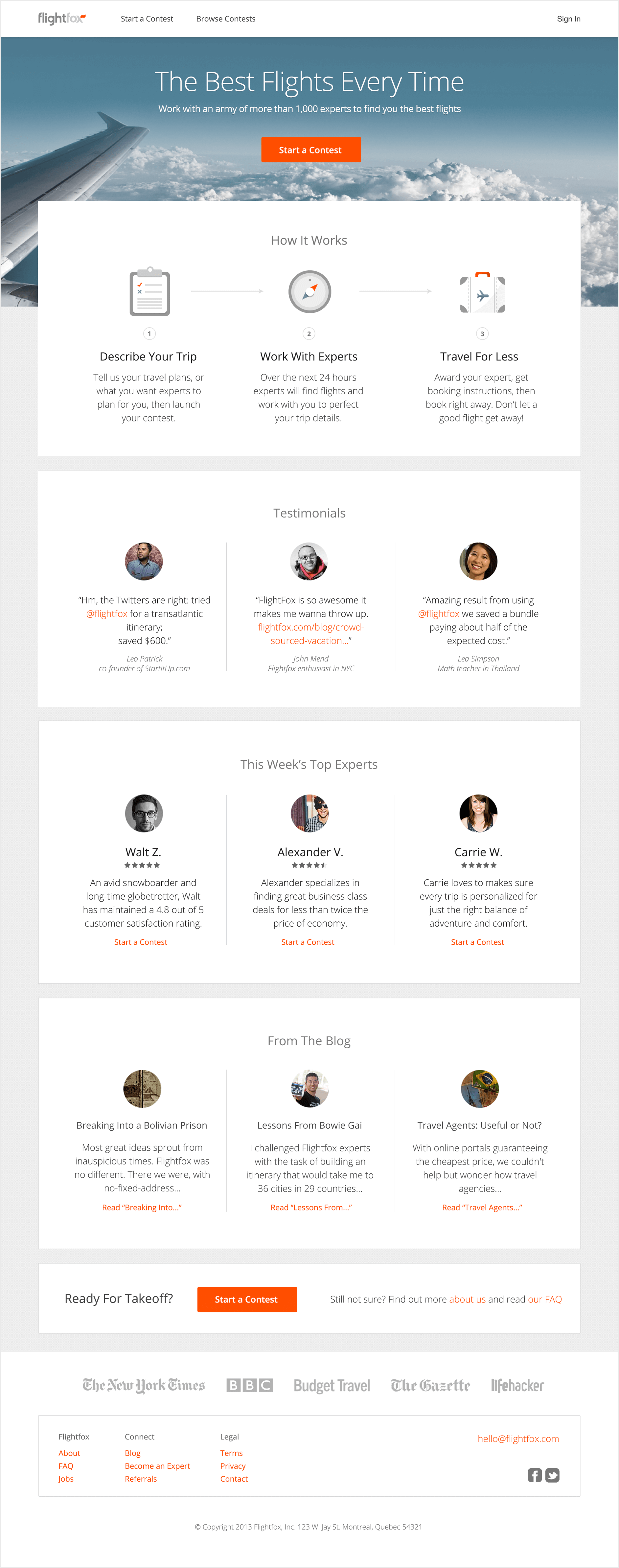 Homepage showing featured expert’s biographies